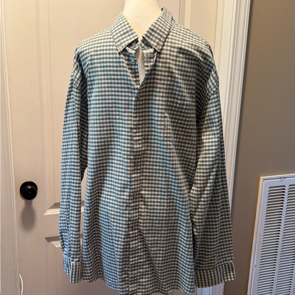 Van Heusen Pine Green and White Gingham Shirt